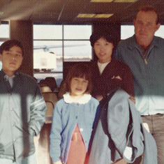 Roy with sister Margaret, Aunt Sadako, and father Carl