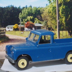 Our old house at Tangimoana in photo behind the model Land rover i did in Memory of Dad ,i learnt to drive in thatLandy ,so many Memories of My Dad ,thanks for being my Dad .love you always