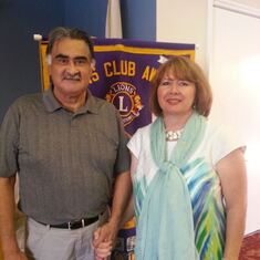 September 2013: Ruben at luncheon with Pasadena Host Lions Club when Linda was inducted as a member.