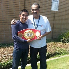 7/4/13: Ruben meets Rosemead resident Leo Santa Cruz, world bantamweight champion, at parade. 