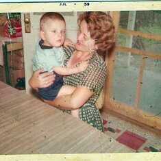 Mom with her nephew Jack Taylor - the old home place in Buskirk, KY