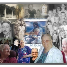 Grandma Ruby's Funeral Collage – 

This endearing Collage was put together by the Funeral Home Staff as I was just not able to pour through the many family photos; way too overwhelming for me.

There are so many precious moments during Mom's lifetime;