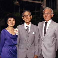 Ruby, brother Glenn, and father Tom at son Eric's wedding, 1985