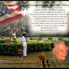 Dad's Military funeral that he so deserved as a Sailor in the Navy.  Thank you for being in my life and taking care of all of your kids, grand-kids and Great-grandkids.  You have left us with a broken heart, but when we reflect on the times we shared wit 