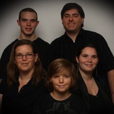 Tylene's family. starting top[ right- Rob. Jake, Tylene. Travis and Brianna