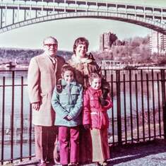 Family at Inwood Park in front of Henry Hudson Bridge circa 1976