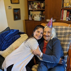 Mavra hugs Cuchy at her birthday celebration on Jan 2, 2020 (actual bday was NY Eve)