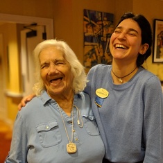 Ruth and staff member, Gabriela, sharing a laugh