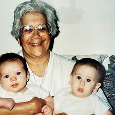 Ruth holds her grandsons, Joey on the left and Jaxson on the right. 1996. 