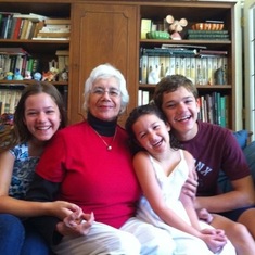 Grandma Cuchy with her grandkids Dalia, Ally, and Joey Hamilton circa 2009