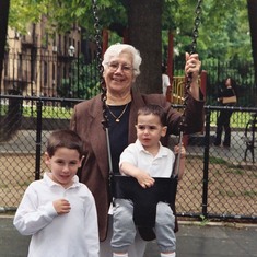 Ruth with Jaxson and Hayden at the park circa 2003