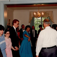 Ruth and Alex leading dances at the Wentworth-Woods wedding 5/12/90 