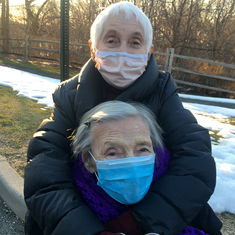 Ruthy and Ruthie - saying goodbye, Ossining  3/8/21