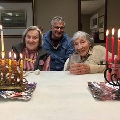 Jane, Stephen and Ruthie celebrating Hannukah at ECRS, 12/28/19.