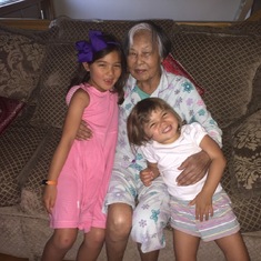 Mom with granddaughters Anna and Sophie.