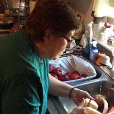 Ruth peeling apples in 2015, her last full year of good health.