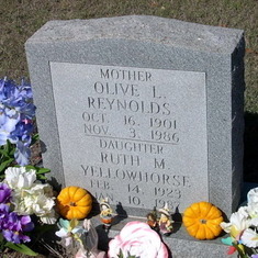 Grandmother: Olive Leona Reynolds and Mother: Ruth Marie Yellowhorse, buried together