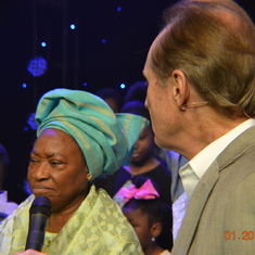 Grandma testifying to God's faithfulness during Tese's child dedication