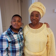 Mama and her grandson Oluwatumininu, when a boy is almost as tall as his grandma!