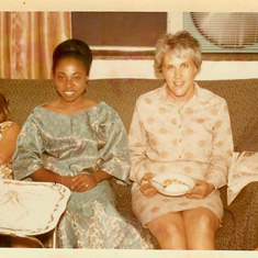 Dad's American host family Mrs. Mary Herr and Ellen Herr visit mum. Pittsburgh 1969
