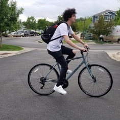 On his new bike