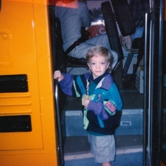 Riding the bus to school for the first time!