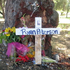 R.I.P. Ryan
This is the location of Ryan's passing. 
The cross was in memory of his loss yet over time this has changed. So at this time there is a plaque hanging on the tree. I Love and Miss You Ryan....See you soon.