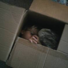 Ryano in a box to surprise Max on Christmas morning