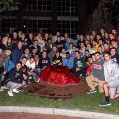 Ryan's fraternity brothers from the Northeastern chapter of Pi Kappa Alpha painted this rock in the middle of campus in honor of Ryan