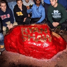 A close up of the rock at Northeastern painted in Ryan's honor by his Pi Kappa Alpha fraternity brothers.