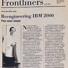 RYD’s first printed message as IBMP MD in Frontliners, June 1994.