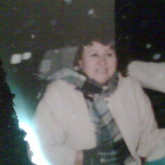 MOM IN THE YARD AT HOME IN THE WINTER IN THE LATE 1980'S