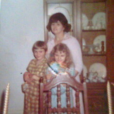 MOM WITH BRUCE AND LYNETTE IN THE EARLY 1970'S IN THE DINING ROOM, MONACA,PENNSYLVANIA