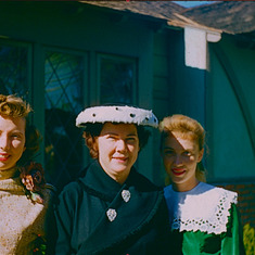 Mom with Aunt Vivian and Eula May probably 1958