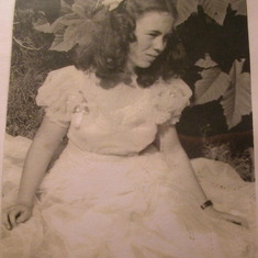 Sally age 14 in her first formal dress.