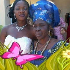 With her daughter in law on her son's wedding day
