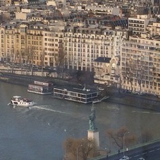 Gorgeous view from Mama's Studio, showing the original Statue of Liberty, and the Right Bank of Paris.