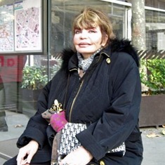 Mama waiting at a Paris bus stop.Our last day together while she was healthy in October 2010.