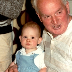 1985 - Sam with Tristan, ever the doting grandfather.