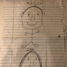 This picture was drawn by Sam. He drew this for my son Mason last summer 