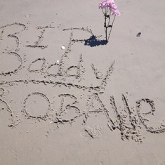 beach sand with RIP Rob DADDY ALLEN