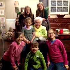 Mom with Great Nieces and Nephews--the Mouser Fam!