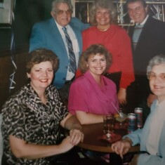 Mom with Grandpa and Grandma Mouser, Aunt Liss, Aunt Deby, Uncle Spike