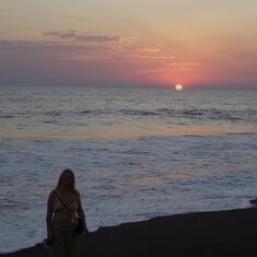 Monterrico Pacific Ocean sunset after releasing baby turtles