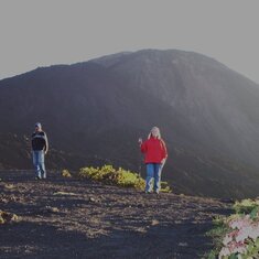 Sandi at top of Pacaya Volcano