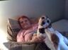 Sandi with her favorite doggie Molly or "Mollers" as she would call her, and Mollies baby "Precious" wanting some of moms love.