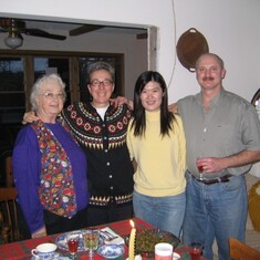 Sandy with her mother, Ron, and Pei-Yu at Pittsburg home