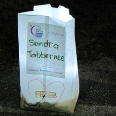 Luminary placed by Greg Shaw in memory of Sandra at the Winter Haven Relay for Life Event Apr 19. Greg did the service.