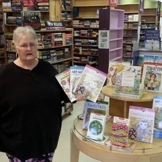 My mom at a used book store she loved to go to very much.