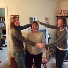 Always the center of attention with nieces Becky and Sarah.
